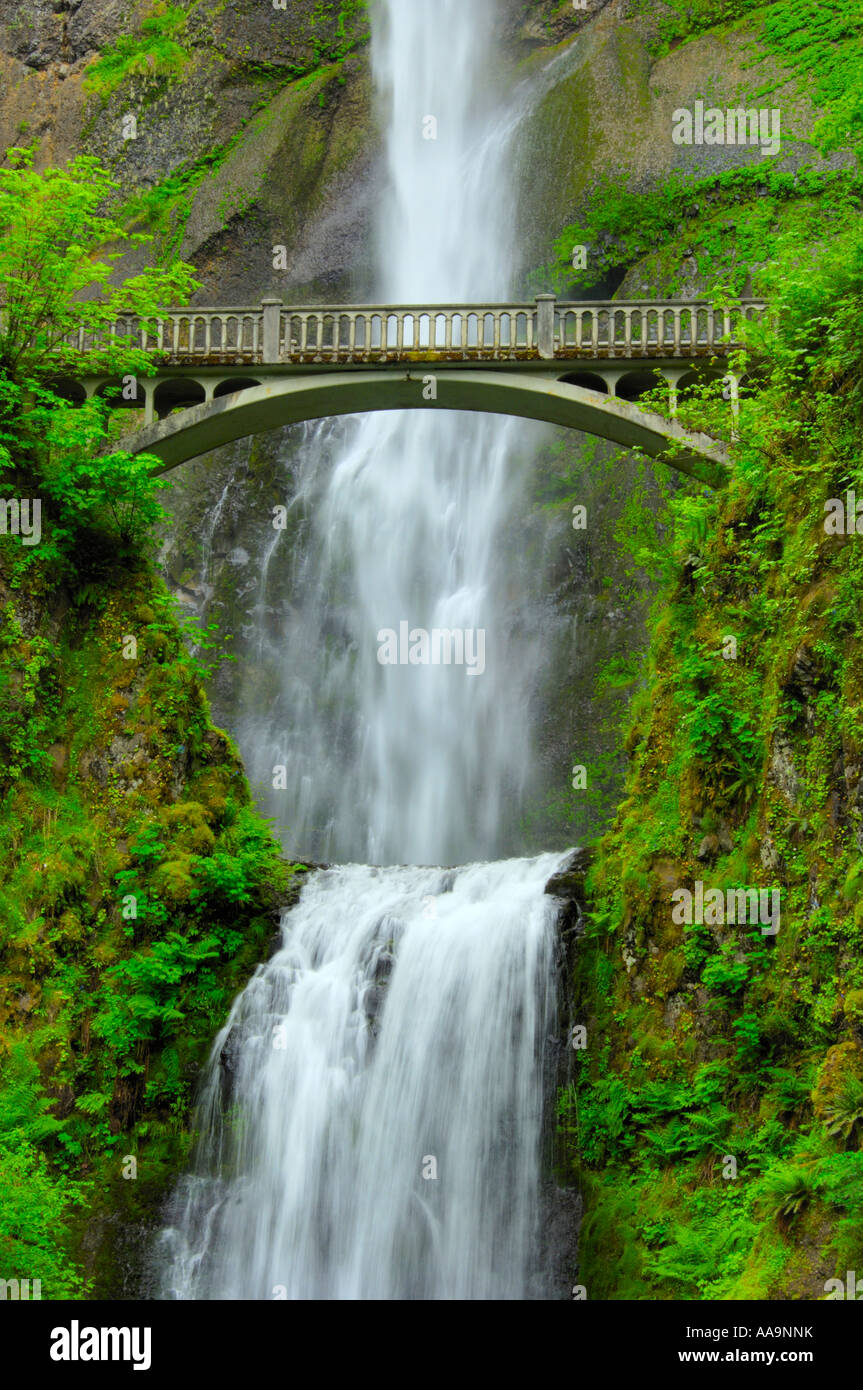 Brücke über die Wasserfälle Stockfoto