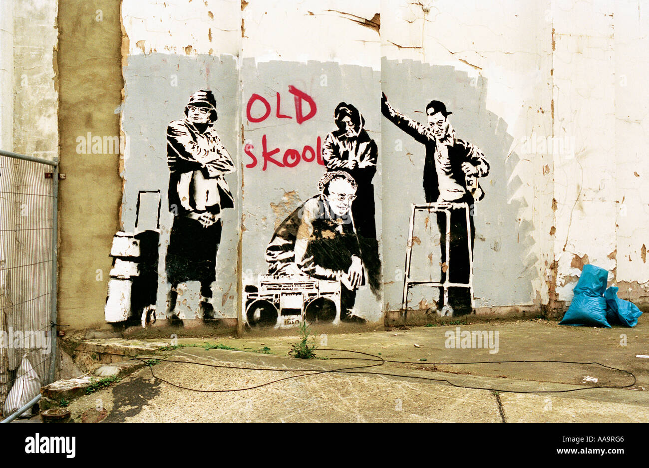 Schablone von der Graffiti-Künstler Banksy in Farringdon, London Stockfoto
