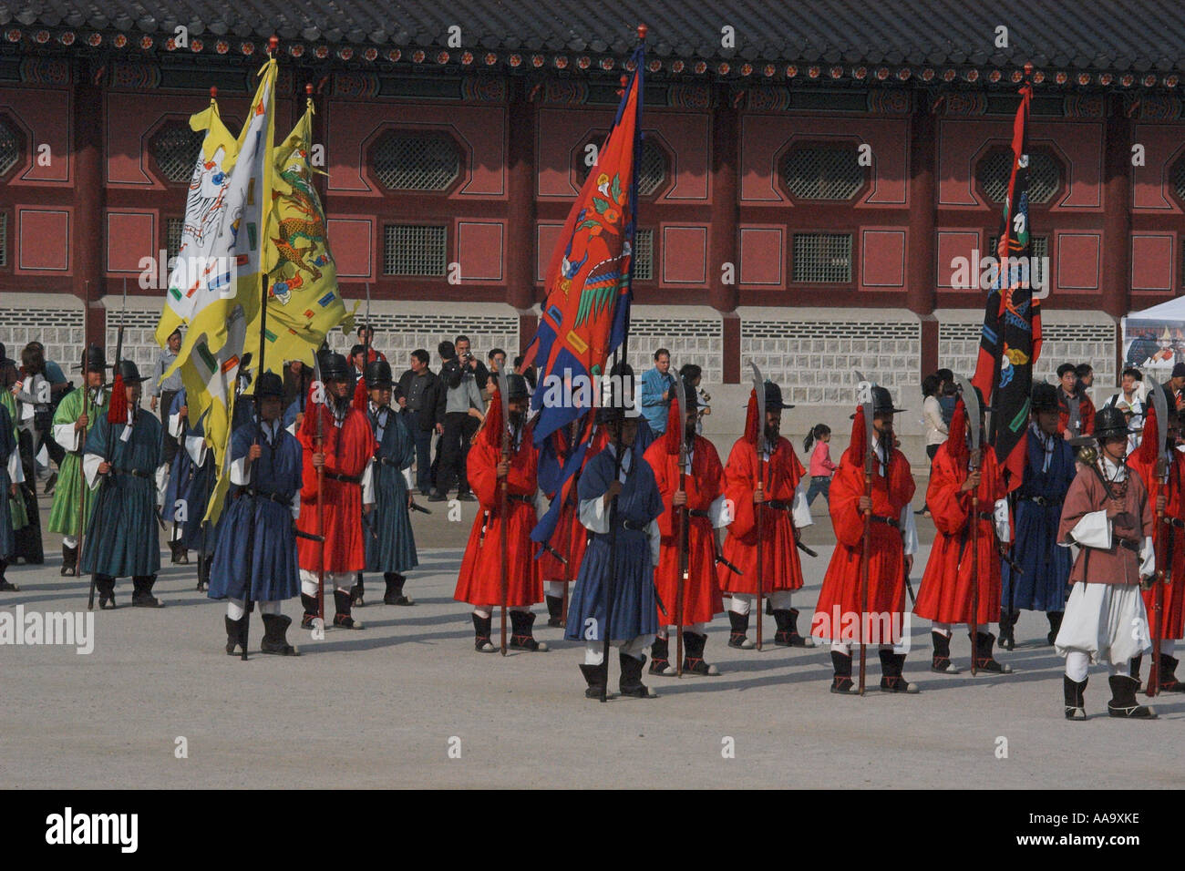 Änderung der Wache Zeremonie Gyeongbokgung Palast erdet Seoul Gyeonggi Do Südkorea Stockfoto