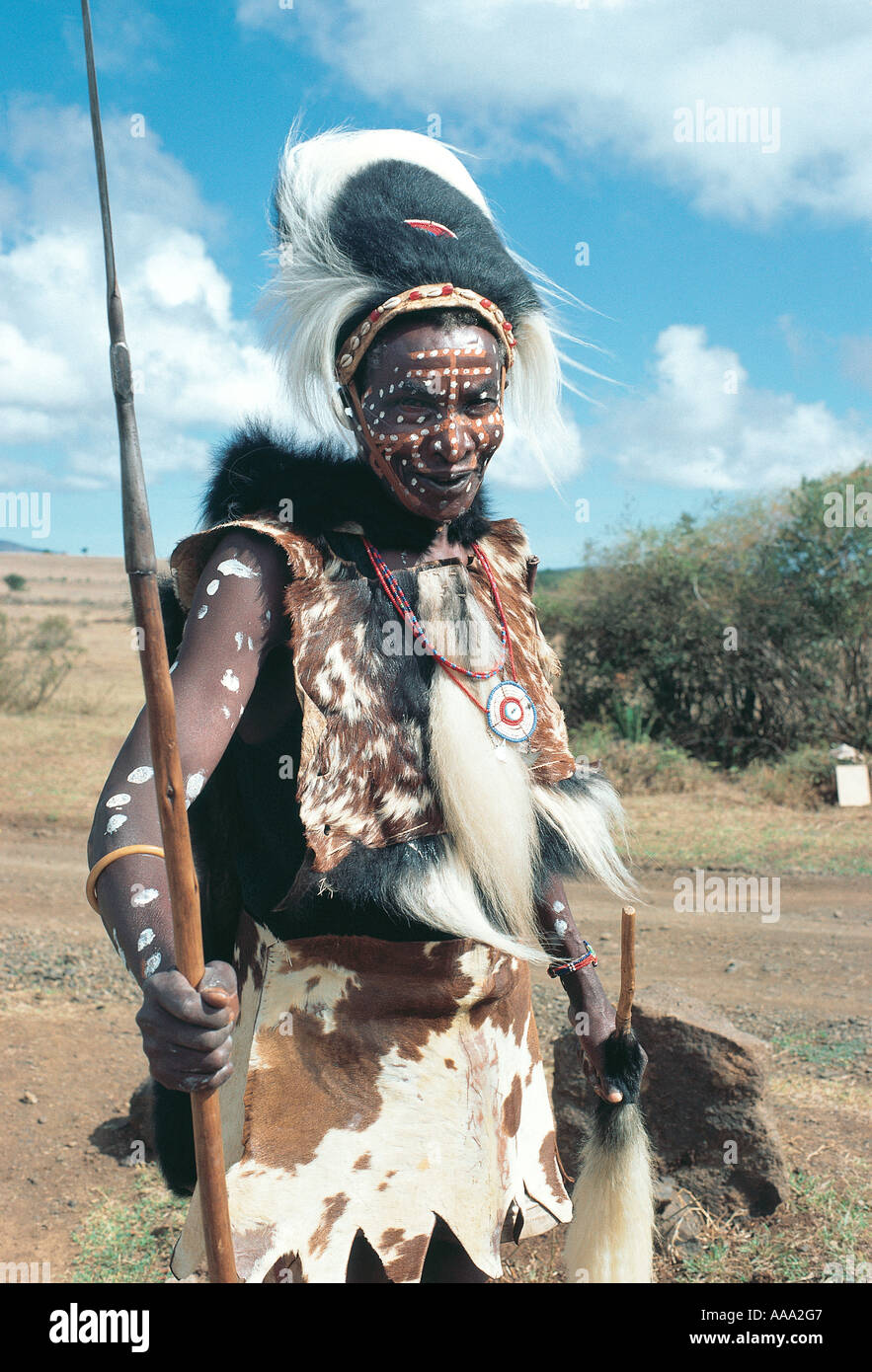 Kopf und Schultern Porträt des traditionellen Menschen in Kikuyu Central Provinz Kenia in Ostafrika Stockfoto