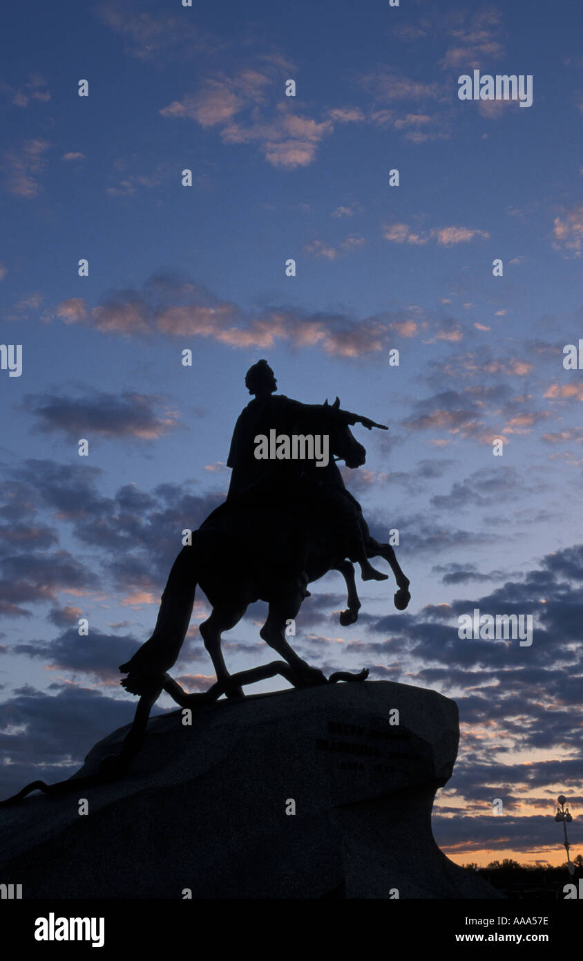 Russland Sankt Petersburg Bronze Reiterstatue von Peter der große Gründer der Stadt Stockfoto