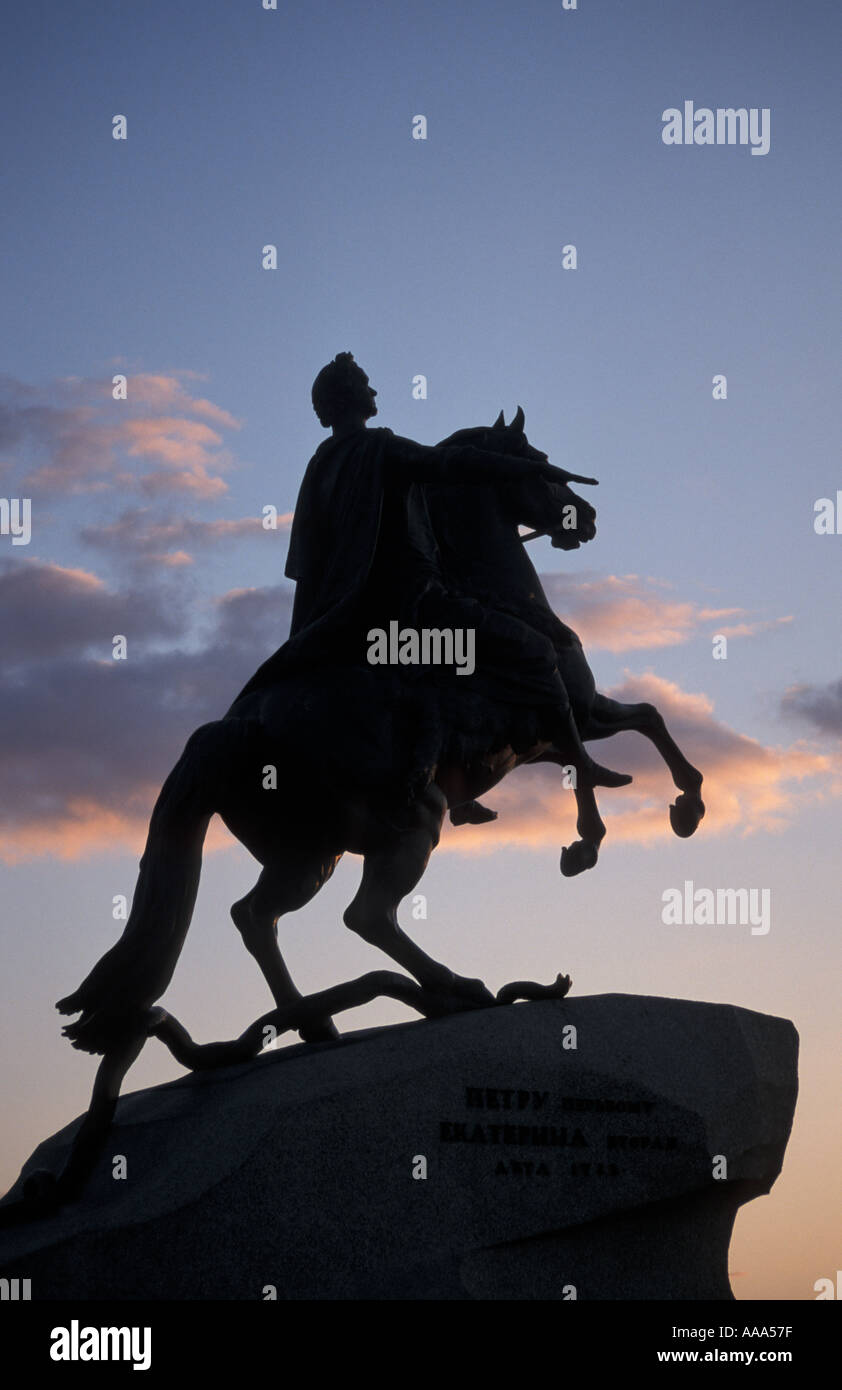 Russland Sankt Petersburg Bronze Reiterstatue von Peter der große Gründer der Stadt Stockfoto