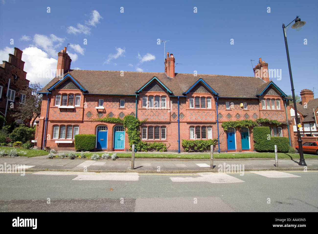 Häuserzeile am Port Sunlight, Wirral, Cheshire, England, UK, GB, Stockfoto