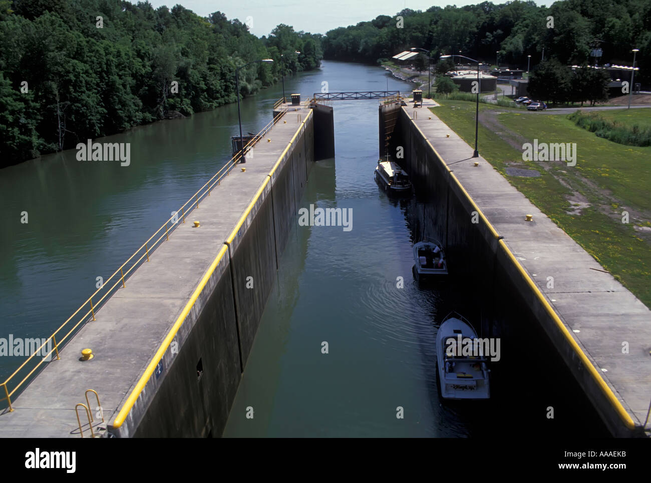 Seneca Falls New York Schlösser für kleine Boote auf den Erie-Kanal Stockfoto