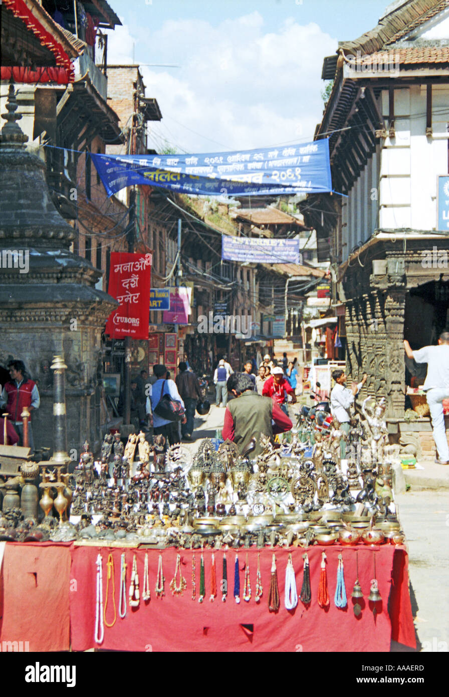 Straßenmarkt in Barkhor Street, Lhasa, Tibet Stockfoto