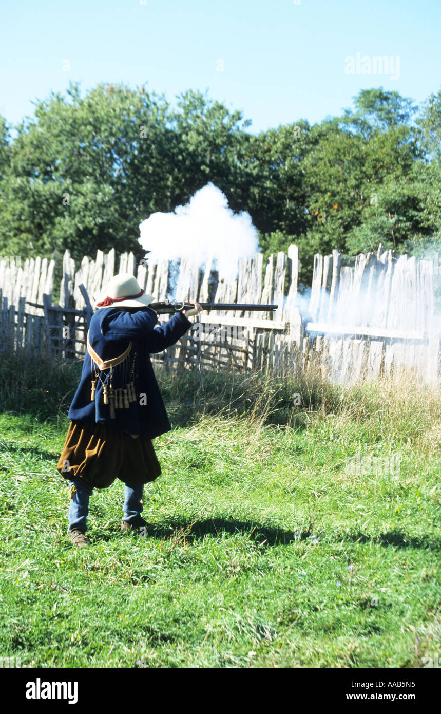 Plymouth Plimoth Plantation, ein Modell von einem frühen Pilrims Dorf 17. cent.in New England Massachusetts Amerika Stockfoto
