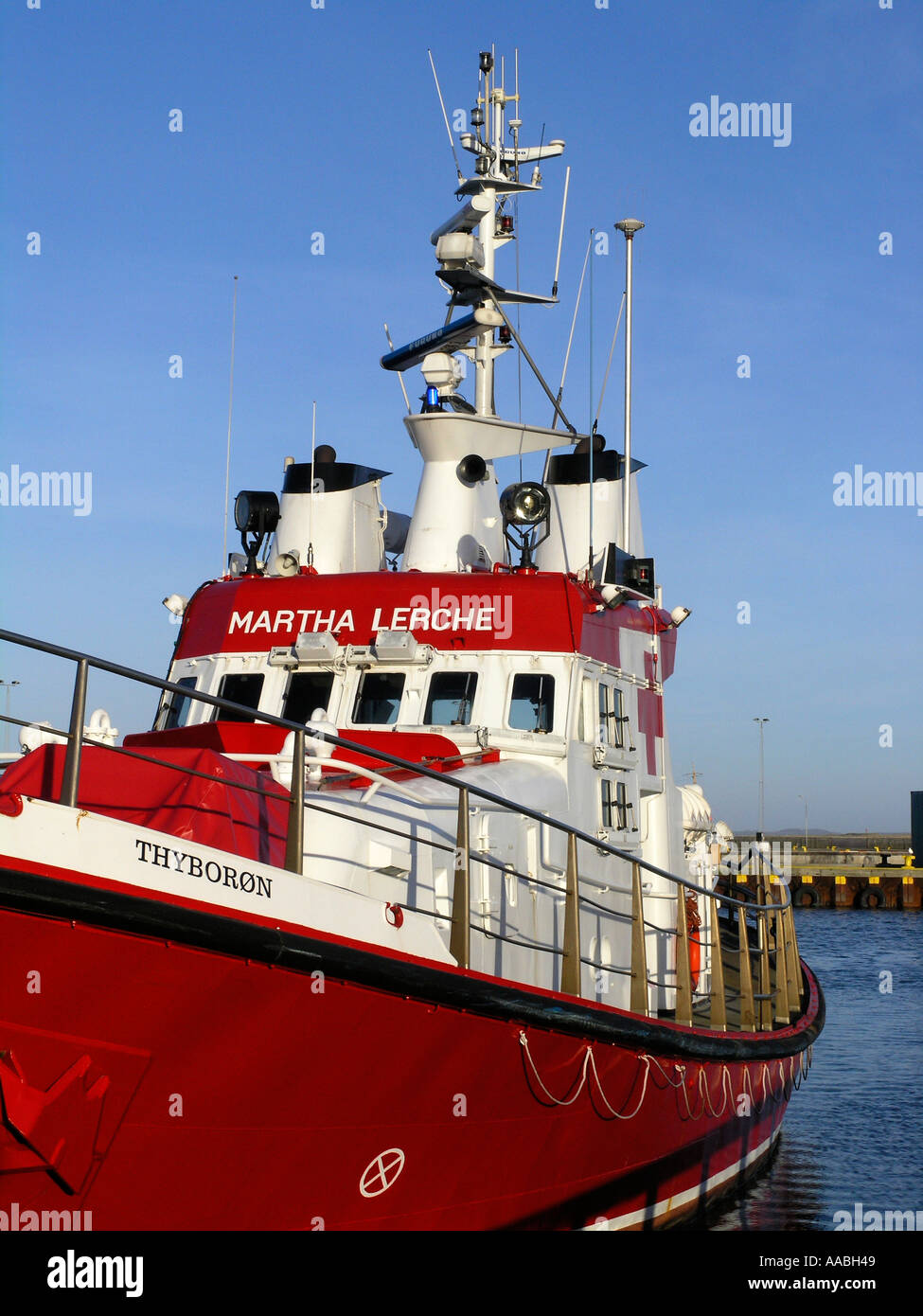 Martha Lerche dänischen Rettungsfahrzeug in Thyboroen Hafen Stockfoto