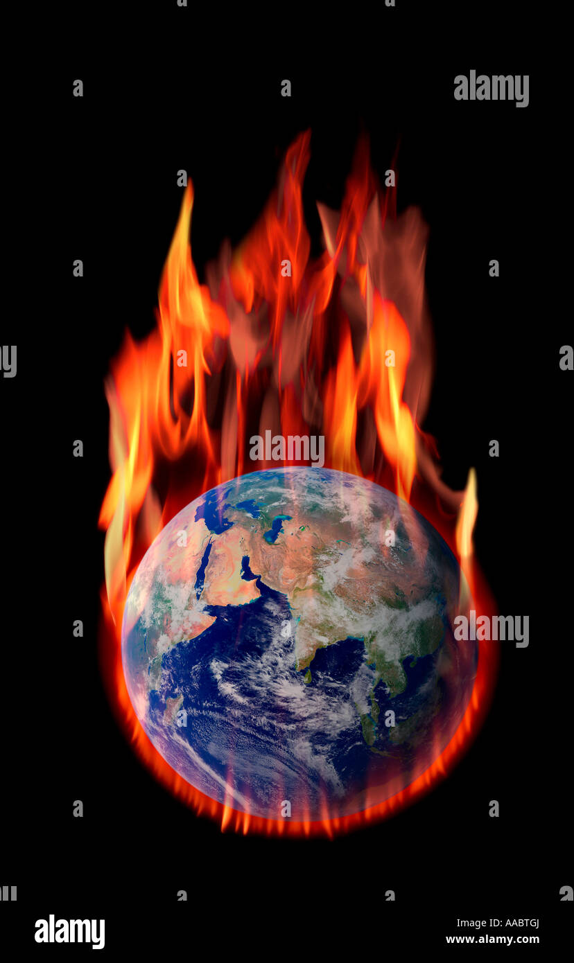 globale Erwärmung brennende Erde Stockfoto