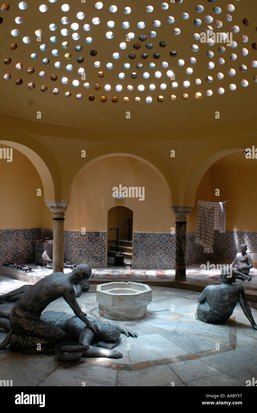 Innenraum der rekonstituierten 18. Jahrhundert osmanischen Hamam al Pasha Badehaus in der Altstadt von Akko oder Acre Nordisrael Stockfoto