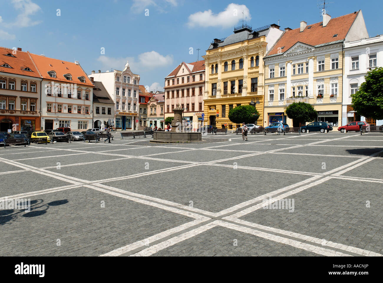 Altstadt-Platz von Ceska Lipa, Böhmen, Tschechien Stockfoto