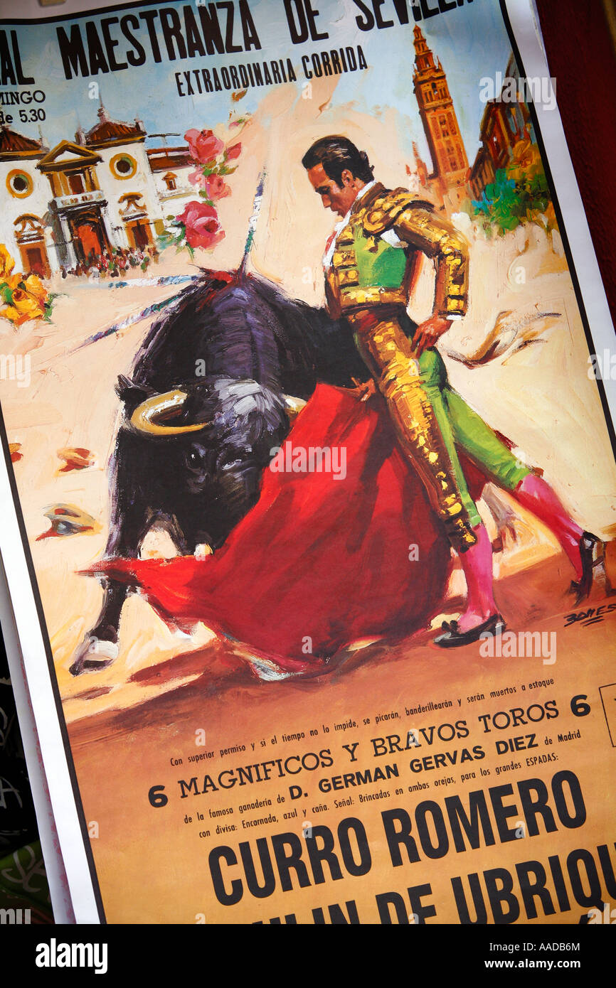Stier kämpfen Plakat Sevilla Spanien Stockfoto