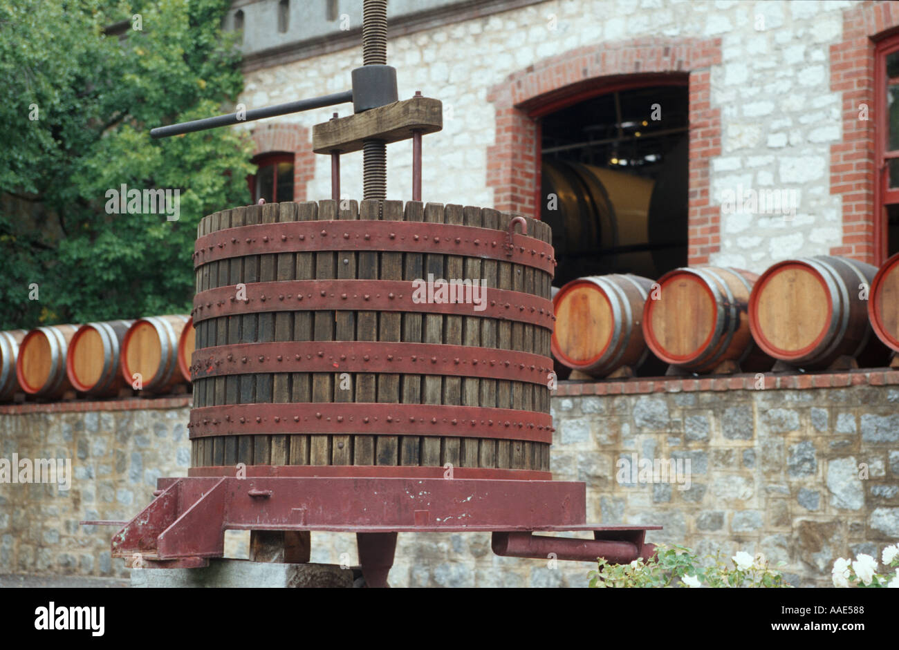 Alter Wein drücken Yalumba Weine im Barossa Valley South Australia Stockfoto