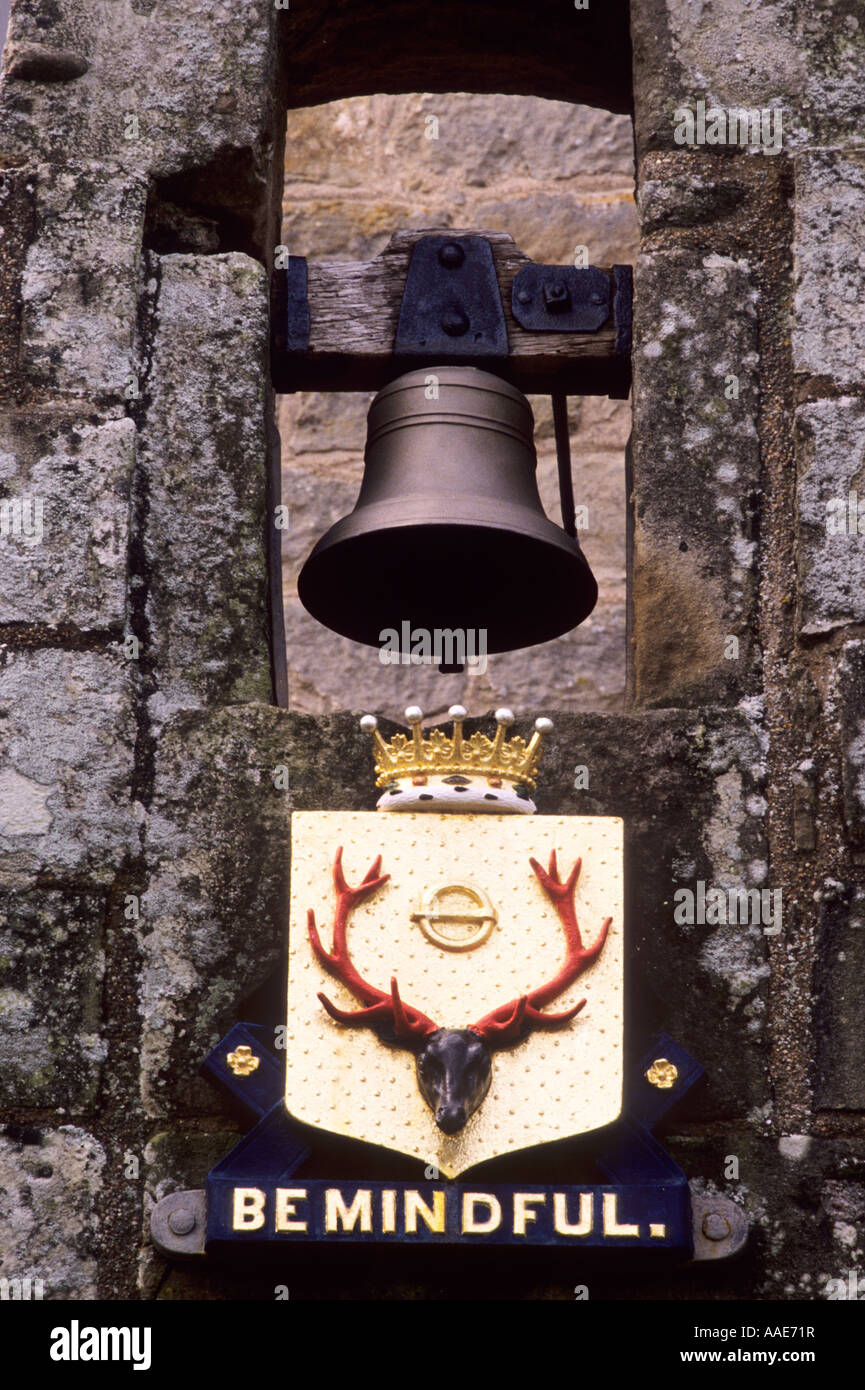 Cawdor Castle, Motto am Eingang Tor,, mittelalterliche Burg halten, Recken, Earls of Cawdor, Macbeth Konnotationen, Erbe Stockfoto