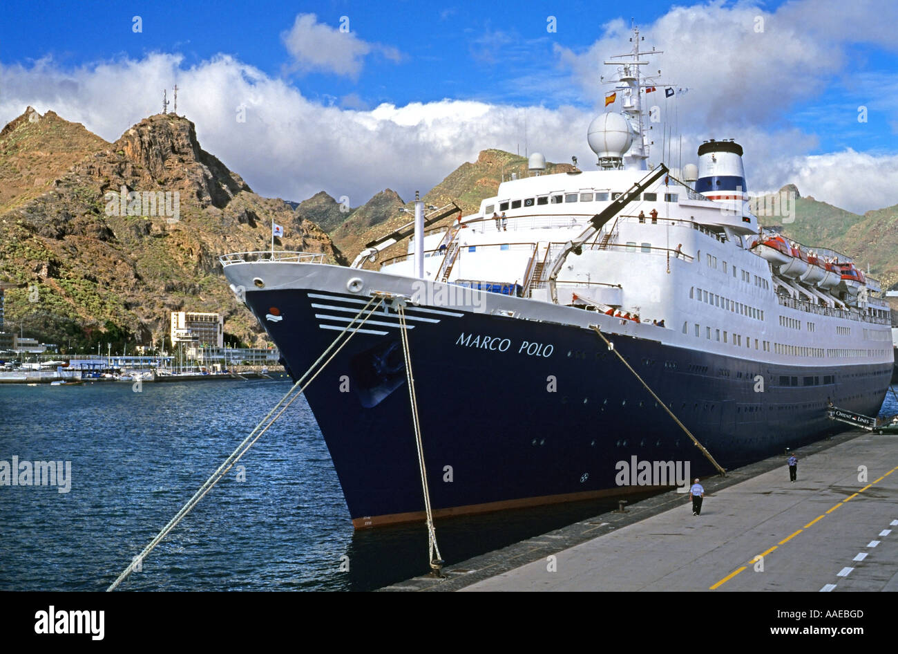 Marco Polo Kreuzfahrtschiff angedockt in Teneriffa, Kanarische Inseln, Spanien Stockfoto