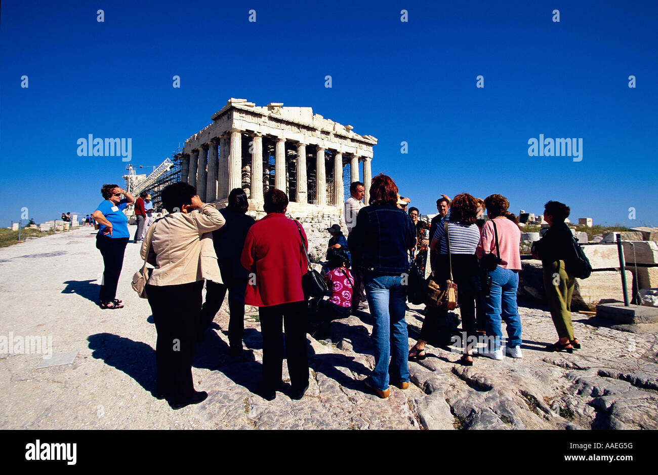 Besucher Parthenon Akropolis Athen Griechenland Stockfoto