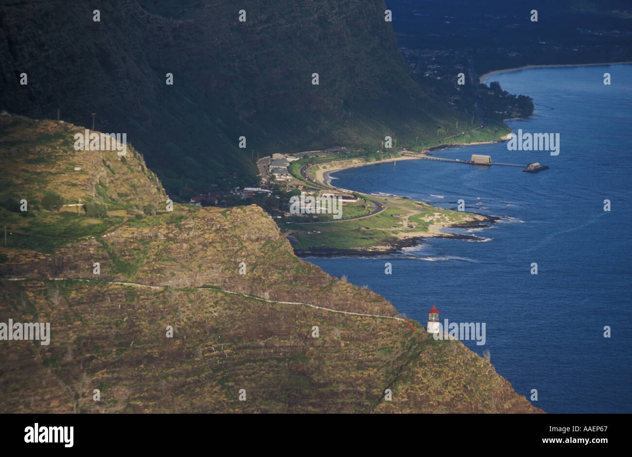 Makapu u Point Sea Life Park Oceanic Institute s Pier im Hintergrund Oahu Hawaii Stockfoto