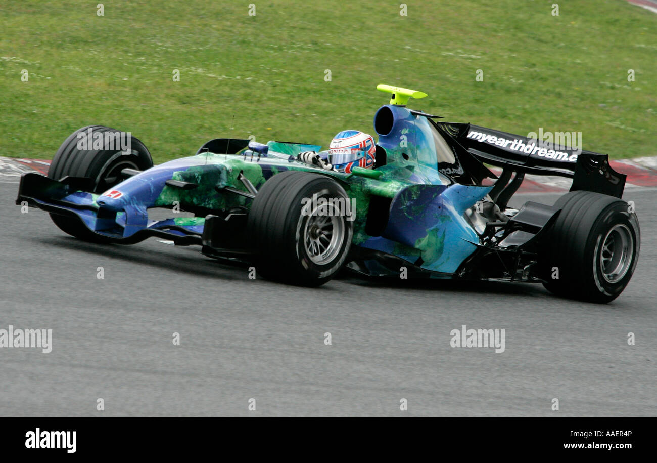 Britische Formel1 Motorsport-Fahrer Jenson Button des Honda Racing F1 Teams im Auto 2007 Stockfoto