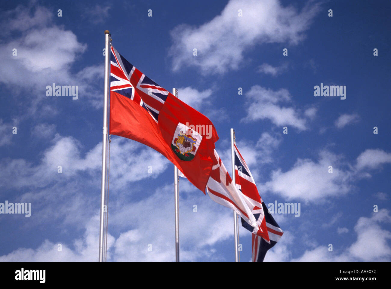 Bermuda Fahne British Flag blauer Himmel Wolken Stockfoto