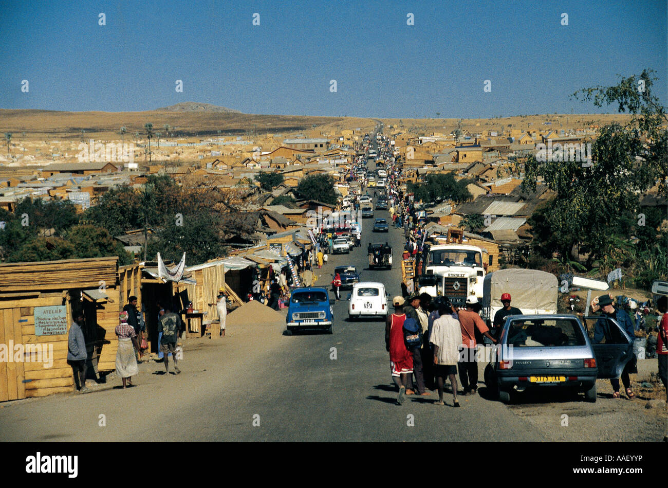 Saphir Bergbau-Boom-Town neu gebaut, 1998 und 1999 in der Nähe von Ranohira Süd-Madagaskar Stockfoto