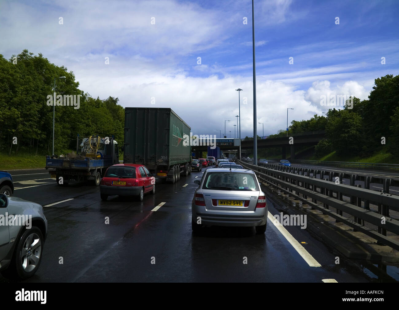 Stau auf M8 Glasgow, Autobahn, Schottland, Europa Stockfoto