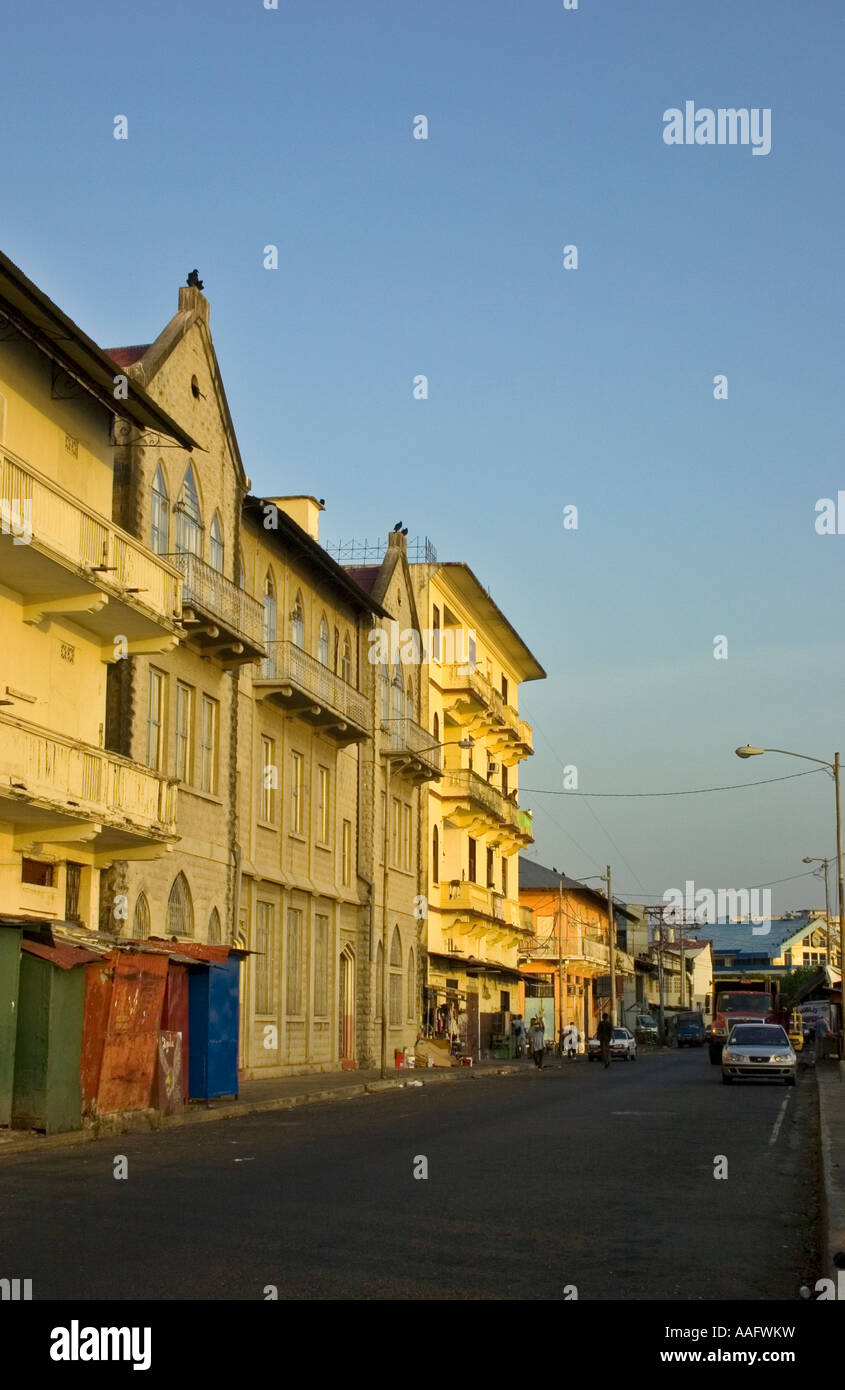 Gebäude in den alten Vierteln von Panama-Stadt bei Sonnenaufgang Stockfoto