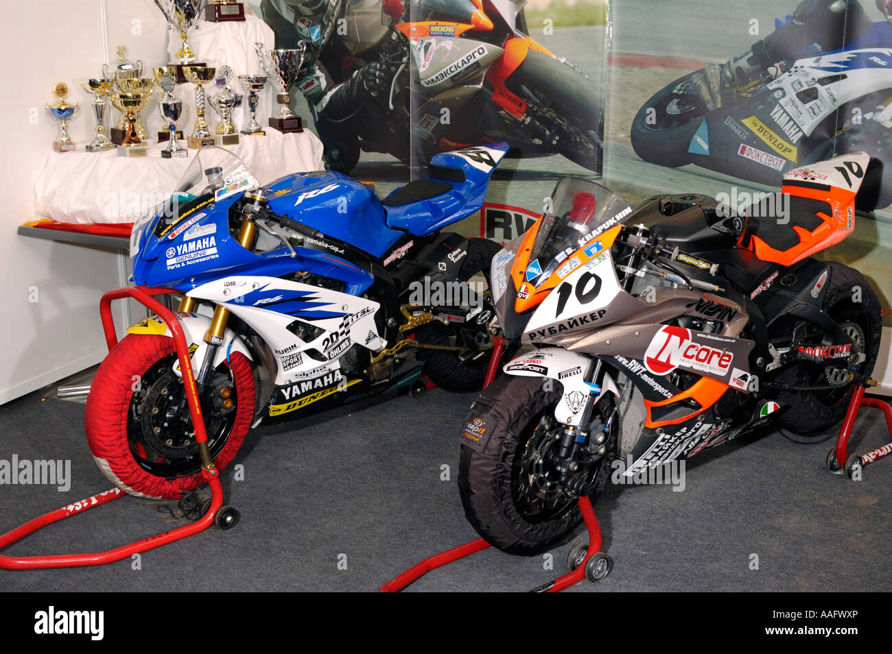Moto Sport Team RWT Motorsport und Motorace Yamaha Rennmaschinen Stockfoto
