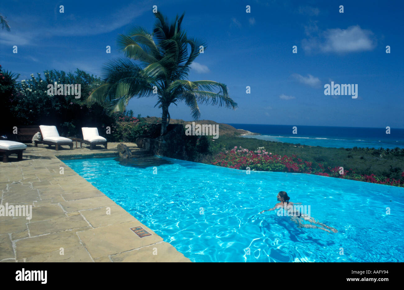 Das Haupthaus auf Necker Island in der Karibik auf den British Virgin Islands. Stockfoto