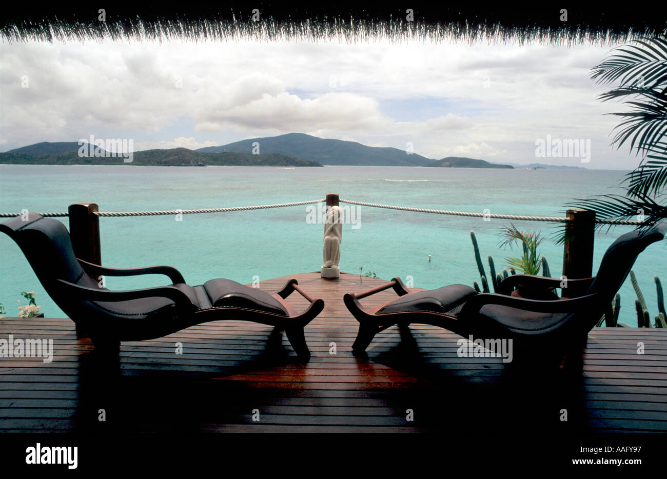 Das Haupthaus auf Necker Island in der Karibik auf den British Virgin Islands. Stockfoto
