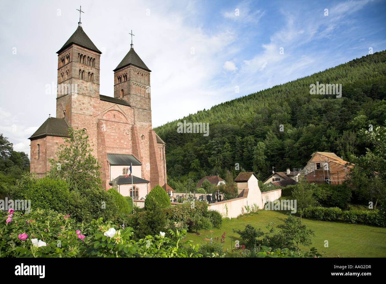 Kirche von Str. Leger, Murbach Abtei, Elsass, Frankreich. Stockfoto