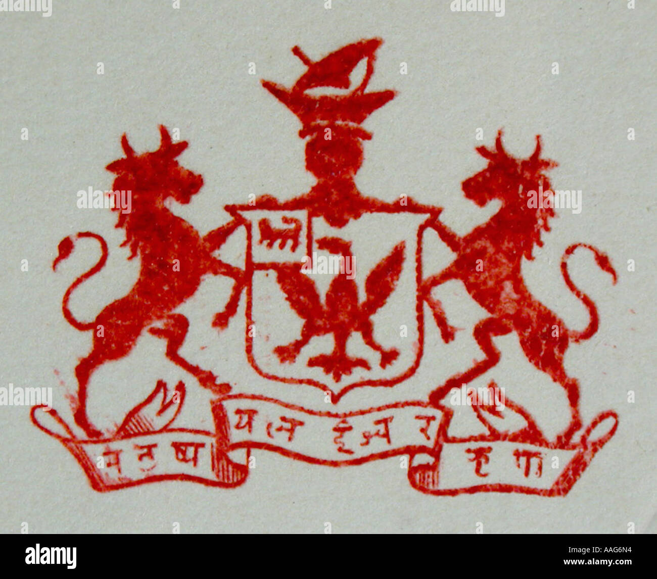 DDR78352 Wappen des frühen 20. Jahrhunderts Bhavnagar Saurashtra Gujarat Indien Stockfoto