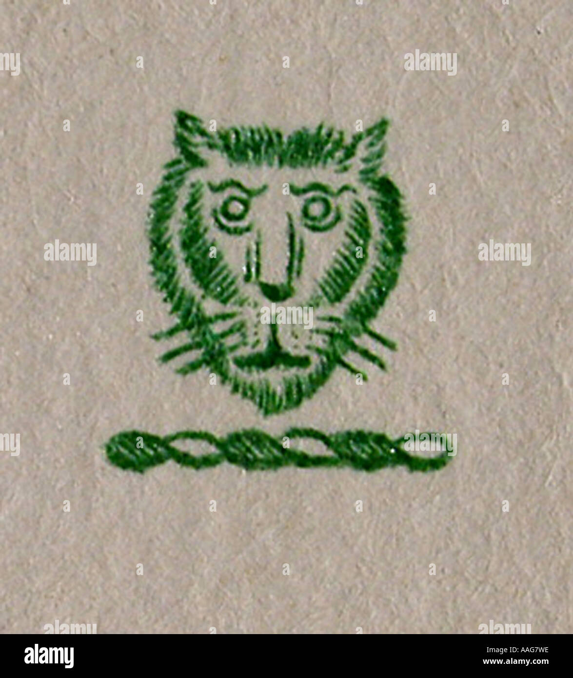 Löwe-Monogramm frühen 20. Jahrhundert Junagadh Saurashtra Gujarat Indien Stockfoto