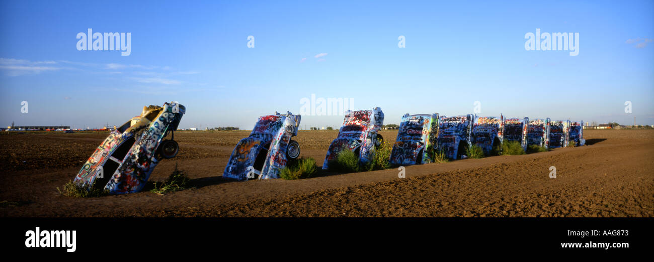 Cadillac Ranch Panorama Stockfoto