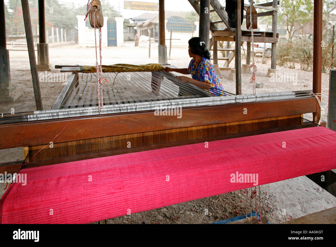 Seidenweberei Dorf Phnom Penh Kambodscha Stockfoto