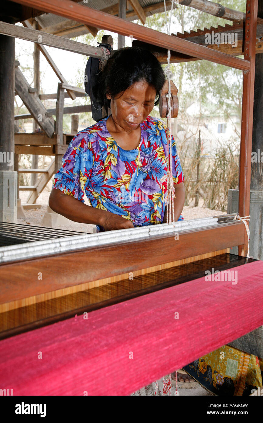 Seidenweberei Dorf Phnom Penh Kambodscha Stockfoto