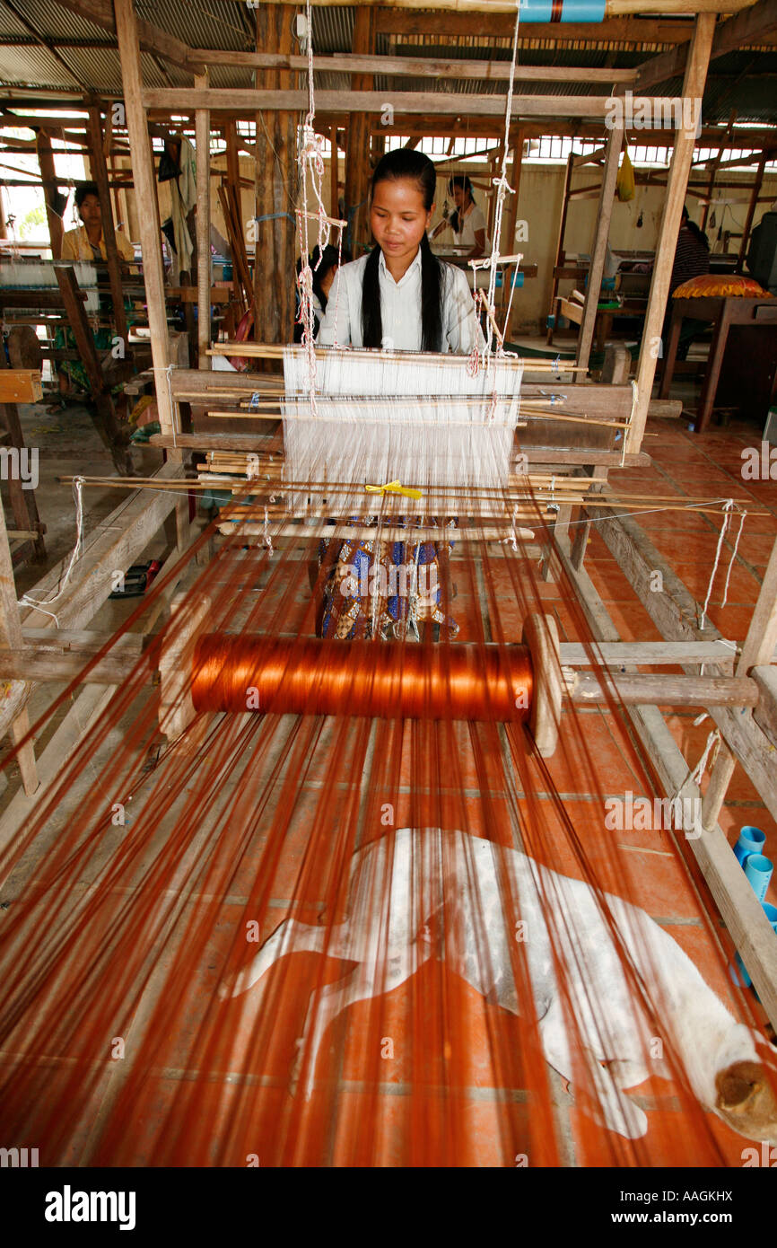 Seidenweberei Dorf Phnom Penh Kambodscha Stockfoto