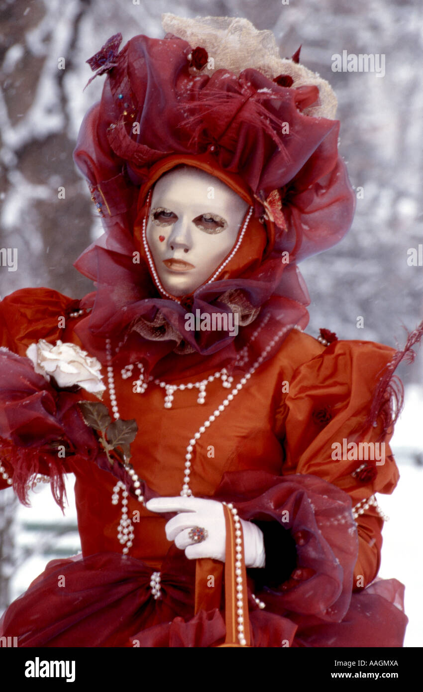 Maskierte Kostüm Karneval in Venedig Annecy Haute Savoie Rhone-Alpes Frankreich Stockfoto