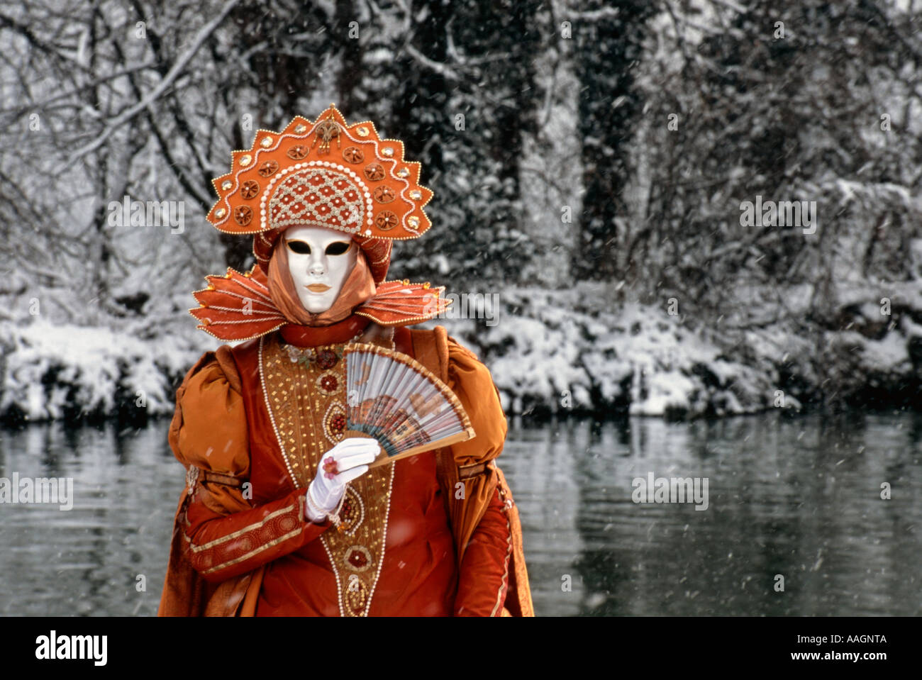 Maskierte Kostüm Karneval in Venedig Annecy Haute Savoie Rhone-Alpes Frankreich Stockfoto
