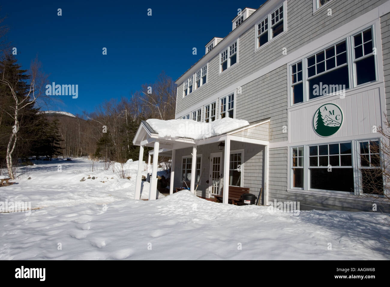 Die Appalachian Mountain Club s Cardigan Lodge im winter Stockfoto