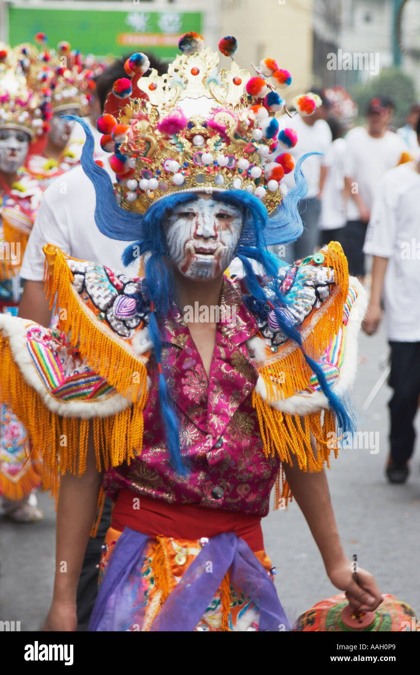 Junge gekleidet als Krieger auf Matsu Festival Stockfoto