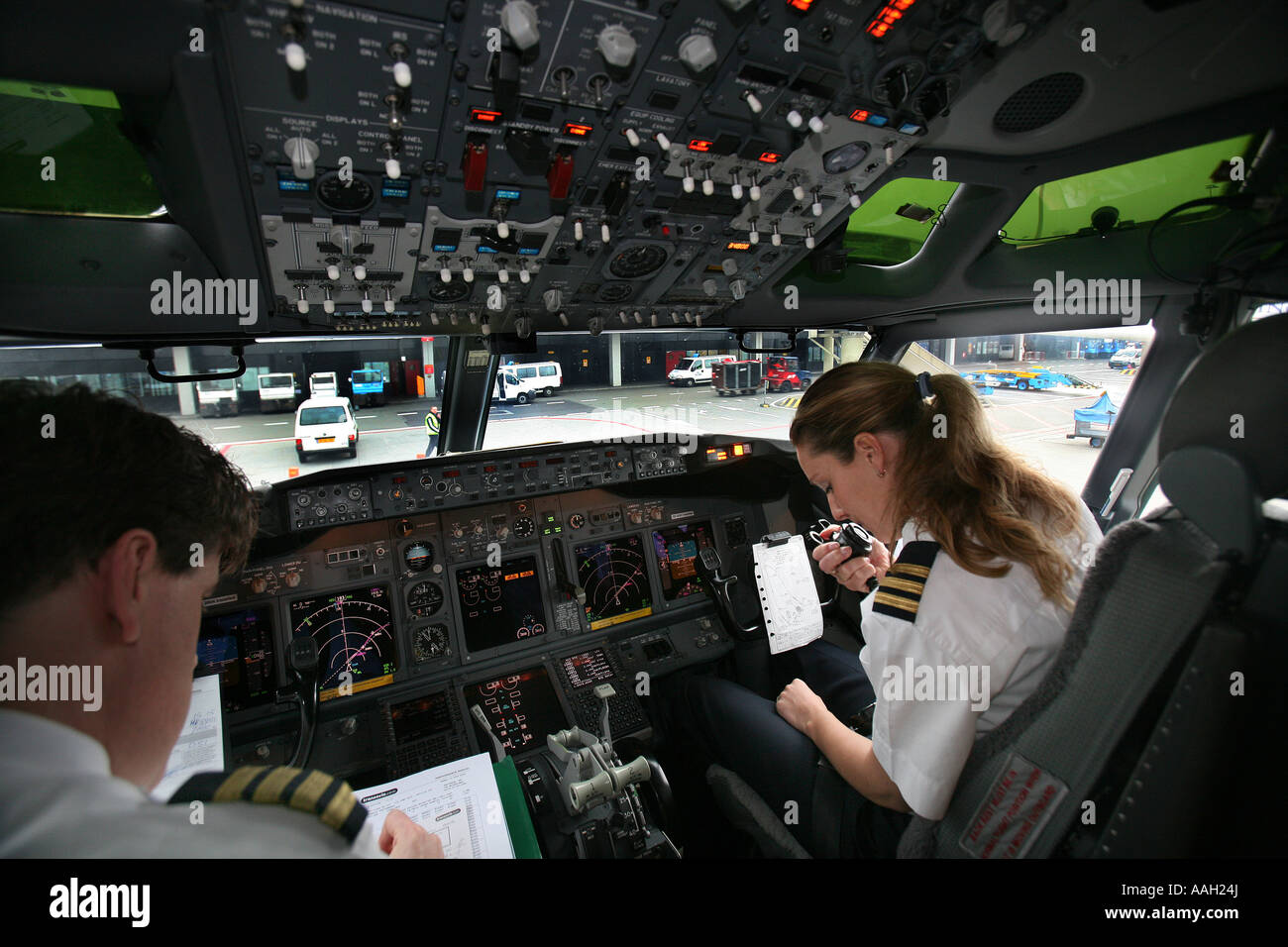 Pilot und co pilot einer Boeing 737 redaktionelle verwenden nur keine negativen Schlagzeilen Stockfoto