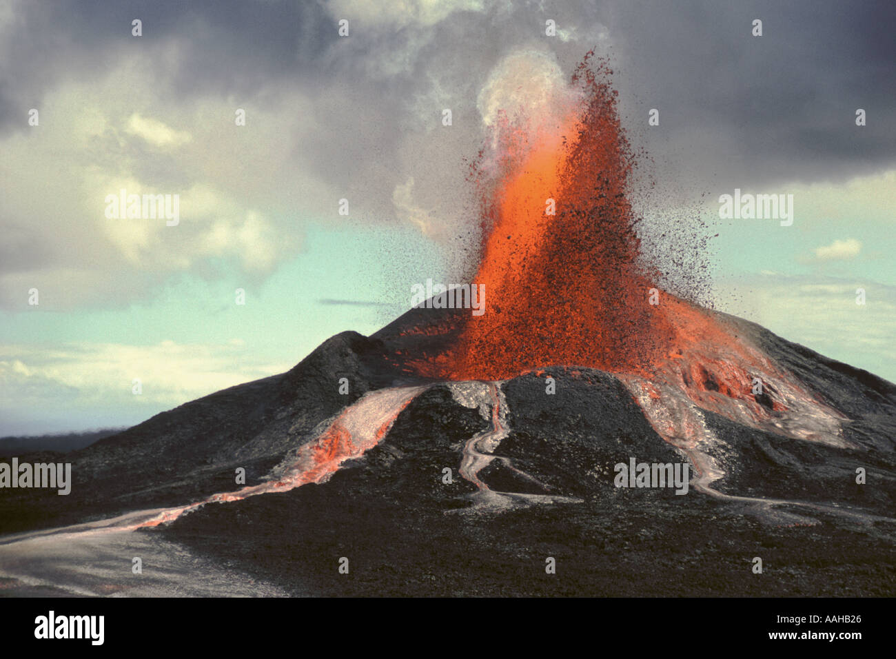 Mauna O'o Vulkanausbruch Hawaii Volcanoes National Park Insel von Hawaii. Stockfoto