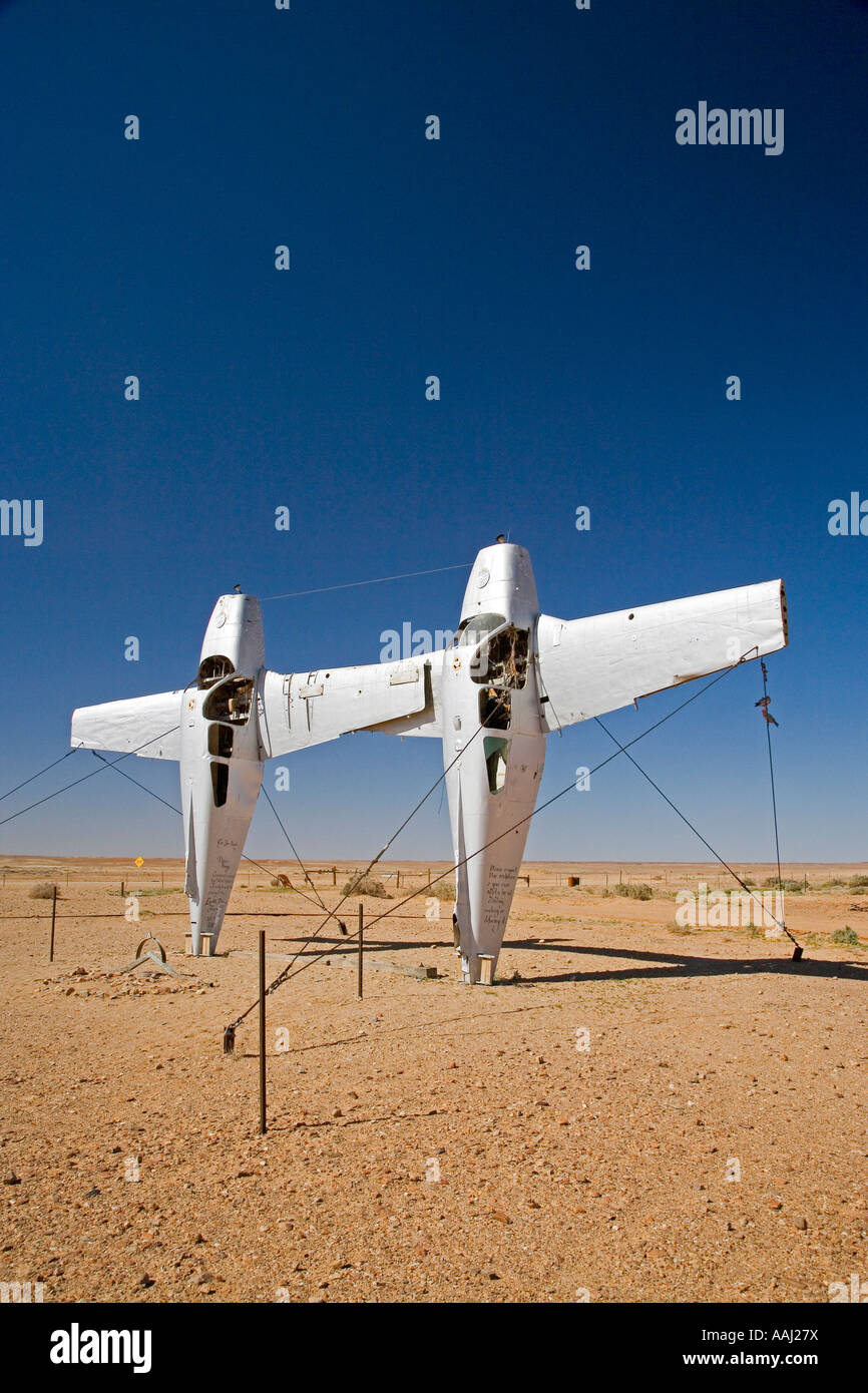 Flugzeug Henge Mutonia Skulpturenpark von Robin Cooke Oodnadatta Track Outback South Australia Australien Stockfoto