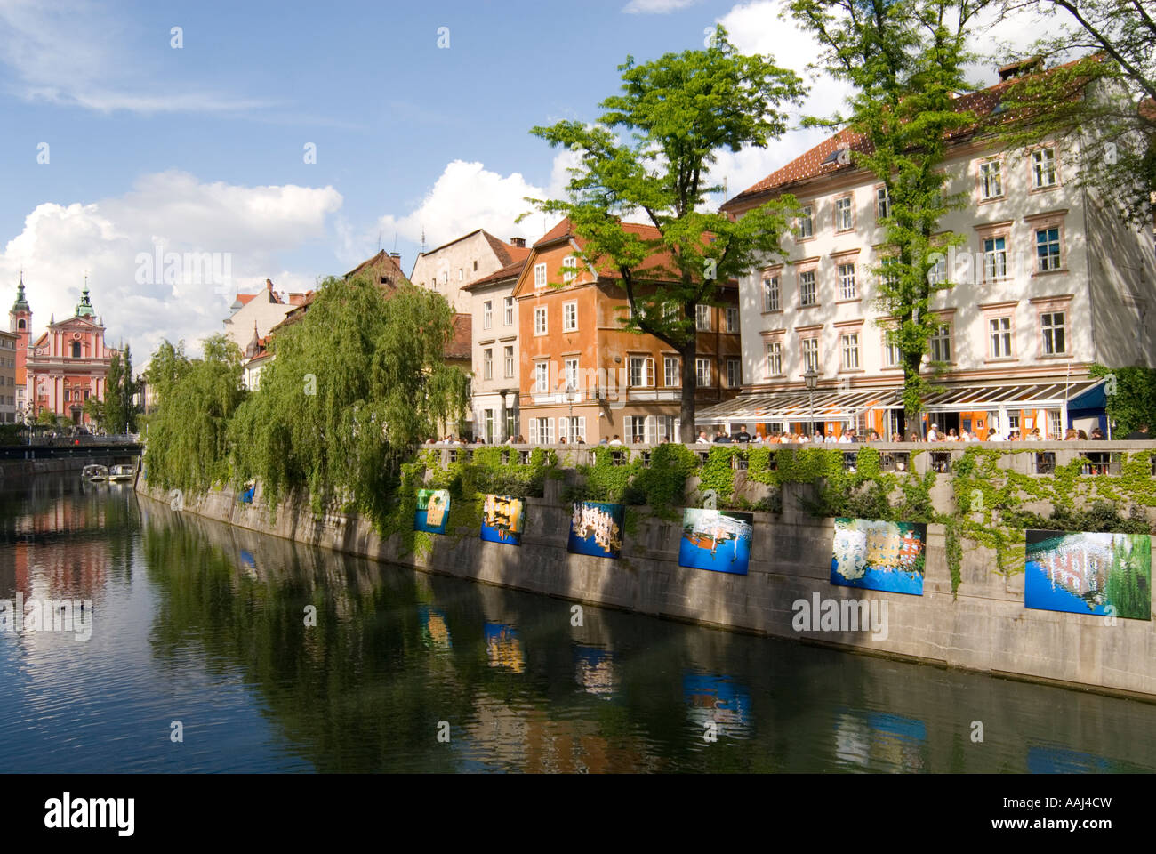 Ljubljana-Waterfront-Slowenien Stockfoto
