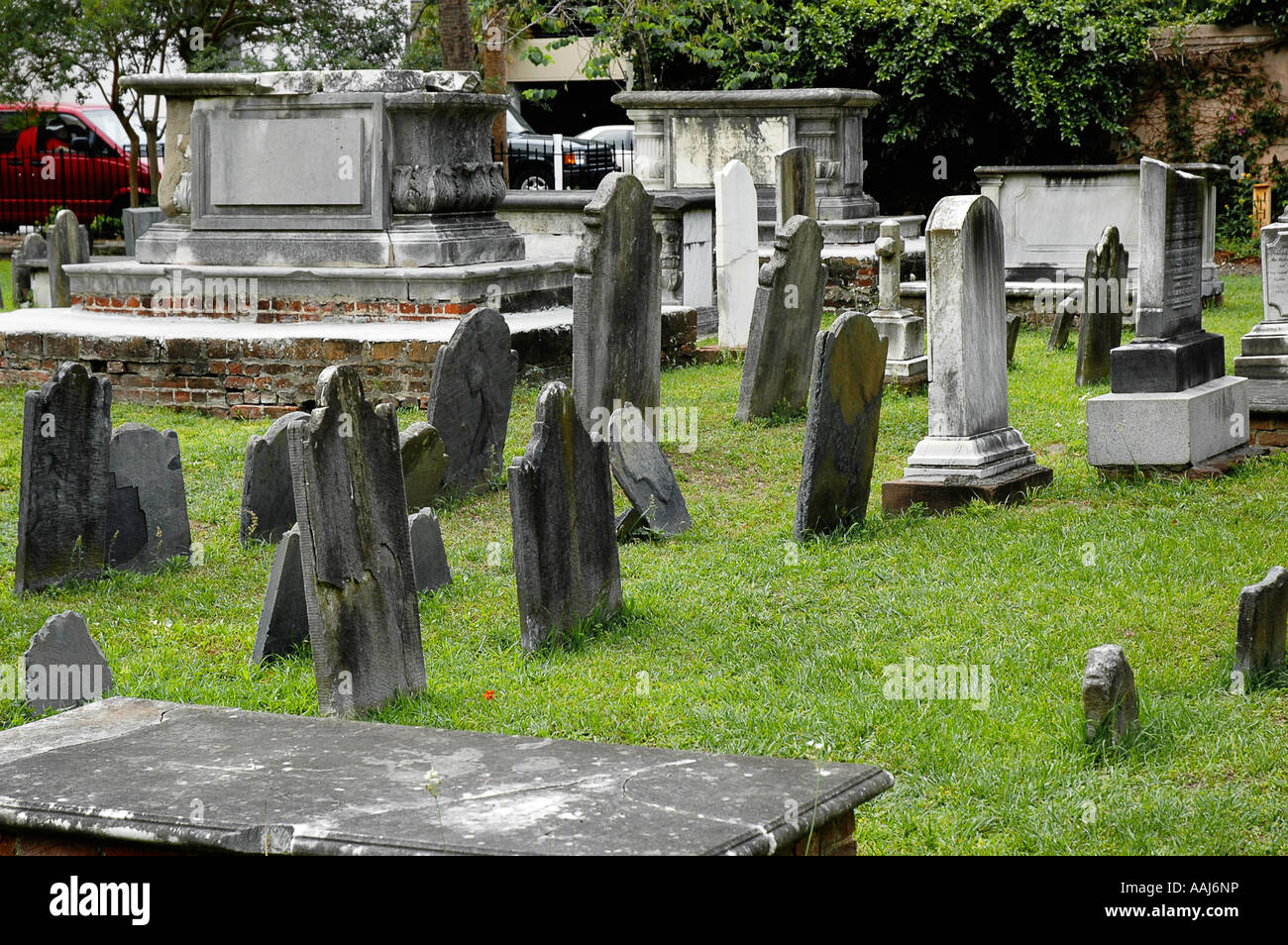 Friedhof am Circular Congregational Kirche Charleston, South Carolina Stockfoto