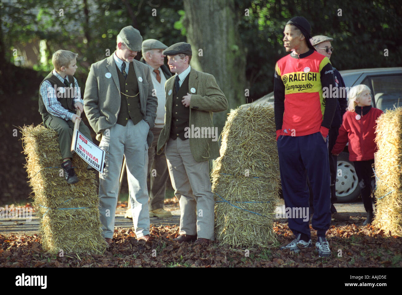 Zur Unterstützung der Fuchsjagd bei Coopers Feld Cardiff South Wales UK GB Rallye Stockfoto