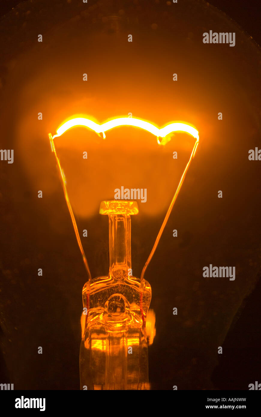 Wolfram Glühfaden einer Glühbirne Stockfoto