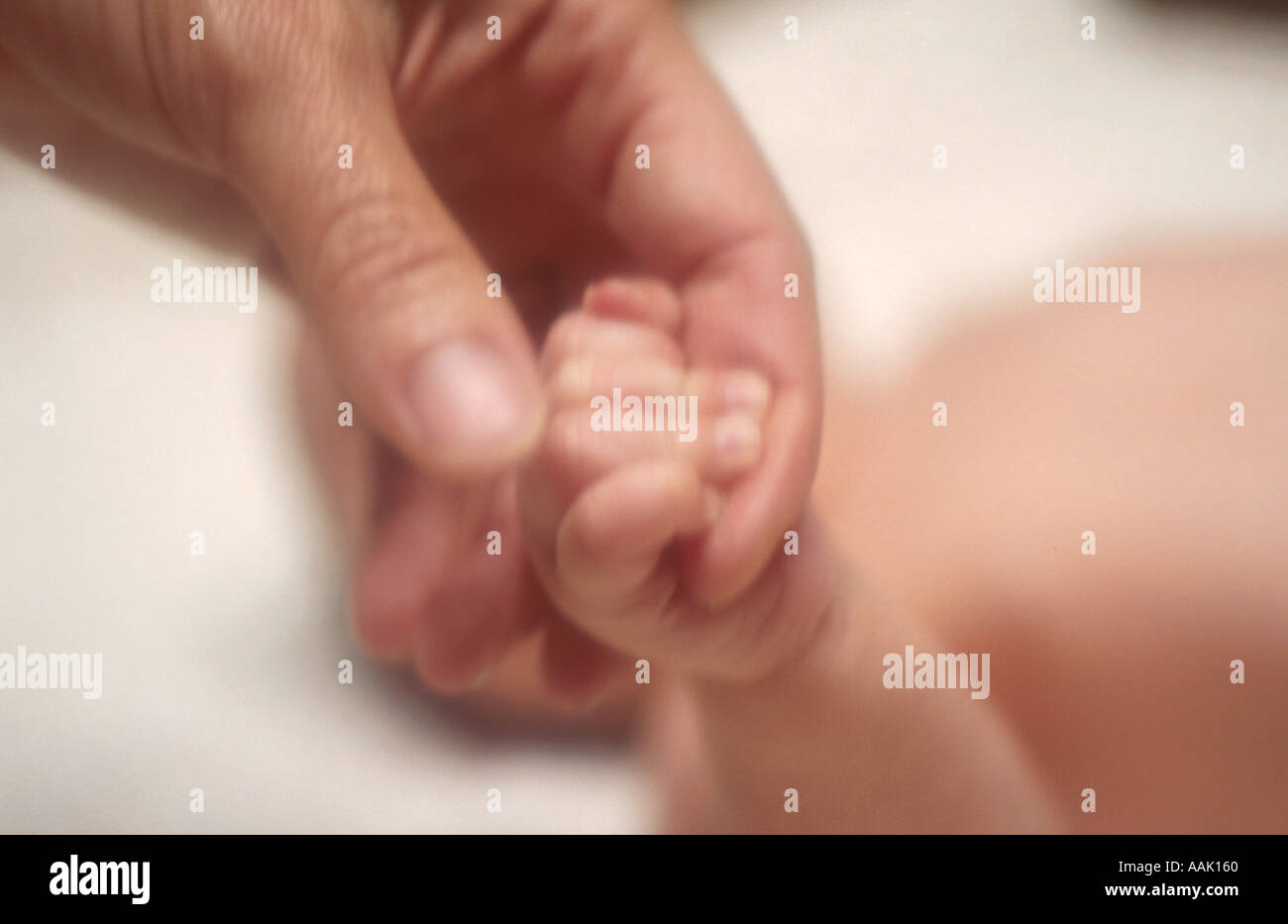 Mutter mit Babys hand Stockfoto