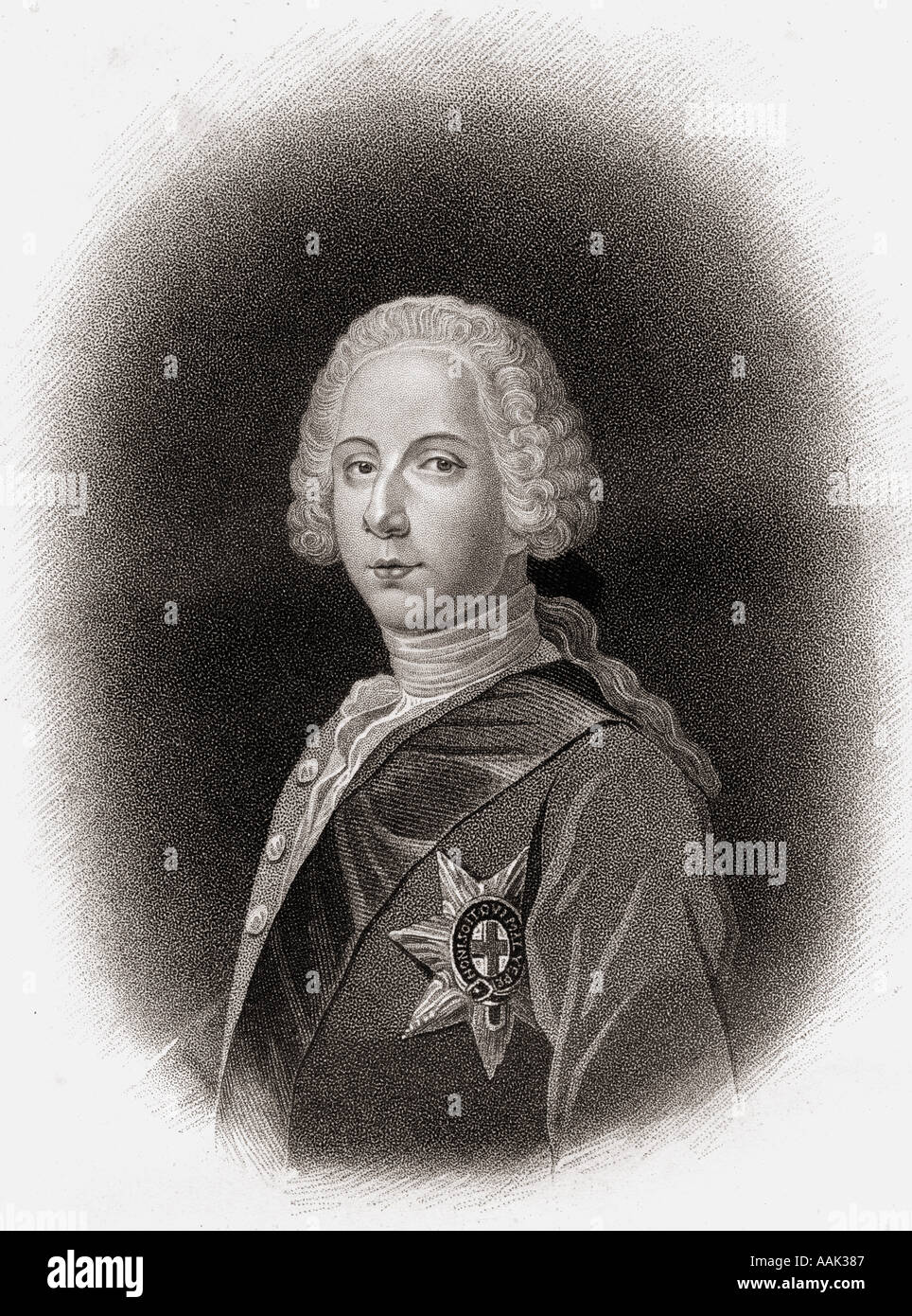 Charles Edward Louis John Casimir Sylvester Severino Maria Stuart, aka der Young Pretender, der junge Ritter' und Bonnie Prince Charlie, 1720-1788. Stockfoto