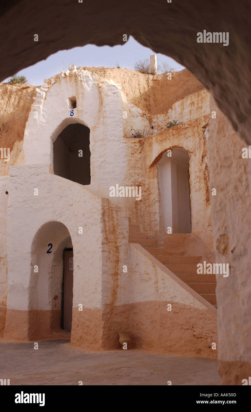 Unterirdischen Hotel Sidi Driss in Tunesien, wo Szenen aus Star Wars Episode IV im Jahre 1977 erschossen wurden Stockfoto