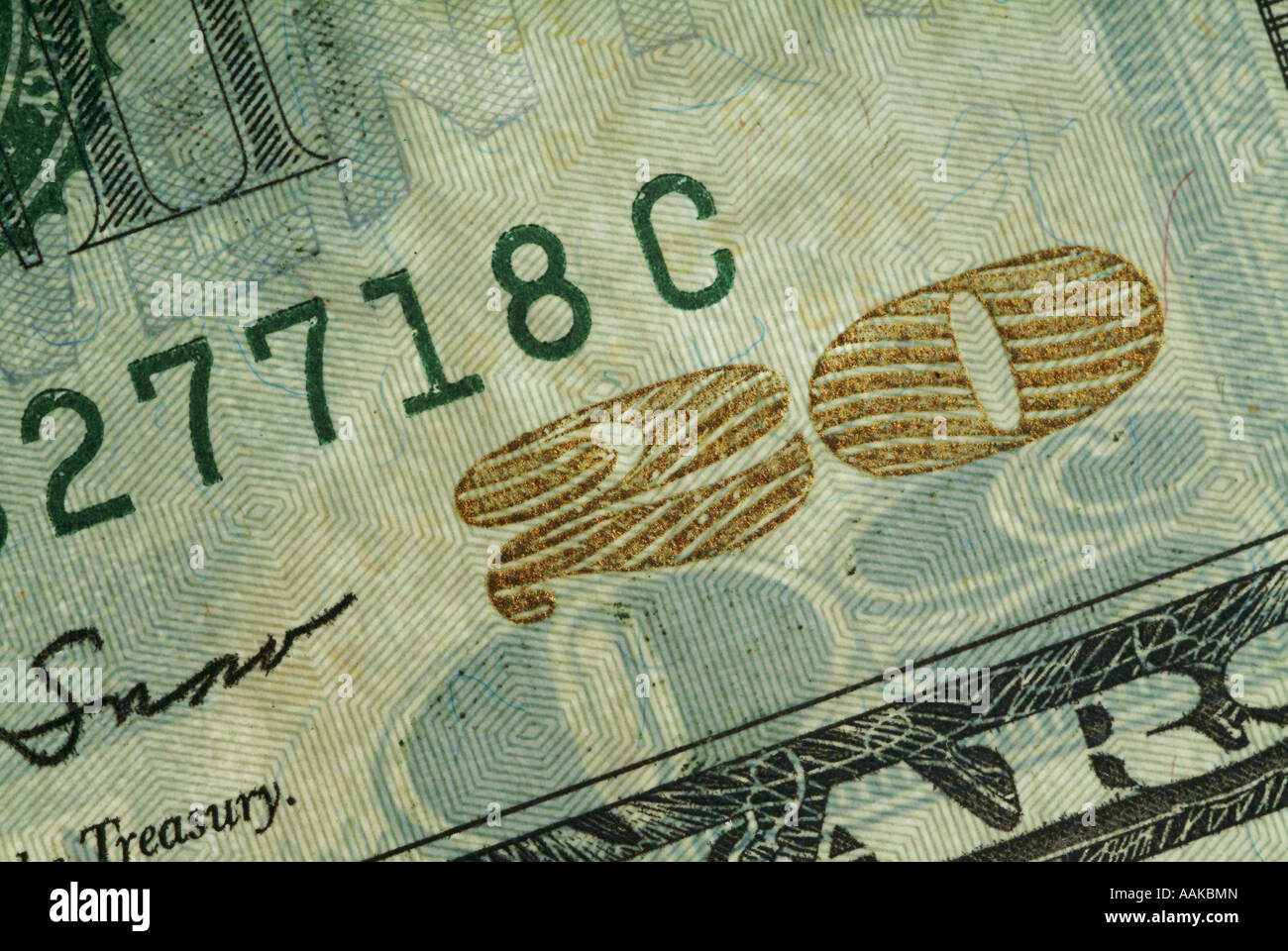 Nahaufnahme von zwanzig Dollarschein Stockfoto
